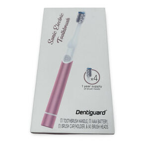 Dentiguard Sonic Electric Toothbrush Pink Battery Operated with 4 Brush Heads